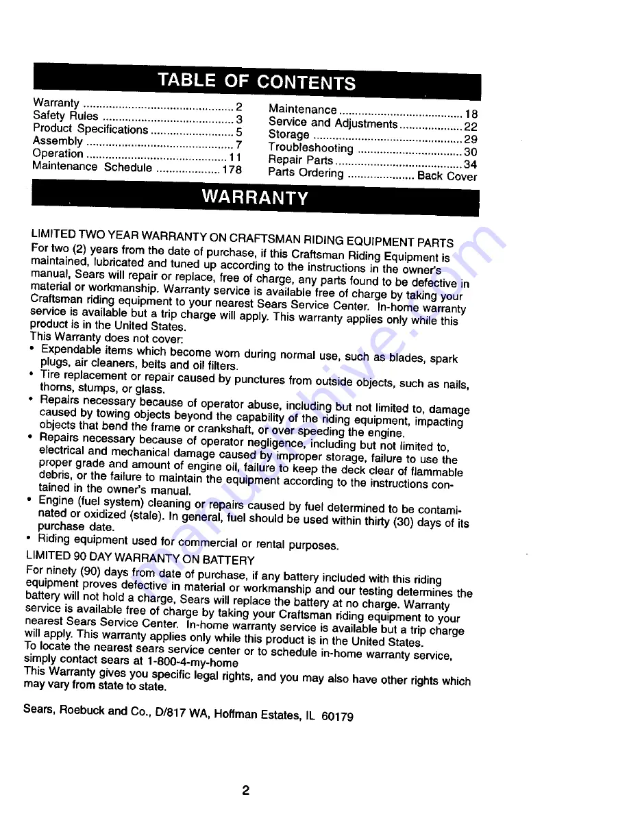 Craftsman 917.270921 Owner'S Manual Download Page 2