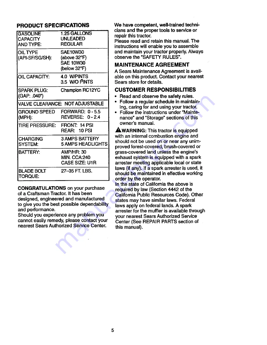 Craftsman 917.271023 Owner'S Manual Download Page 5