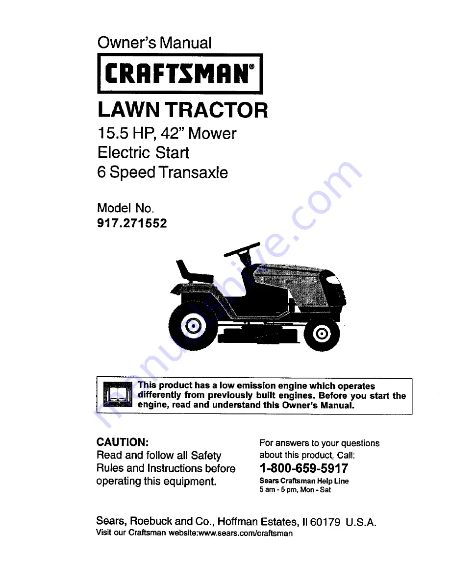 Craftsman 917.271552 Скачать руководство пользователя страница 1