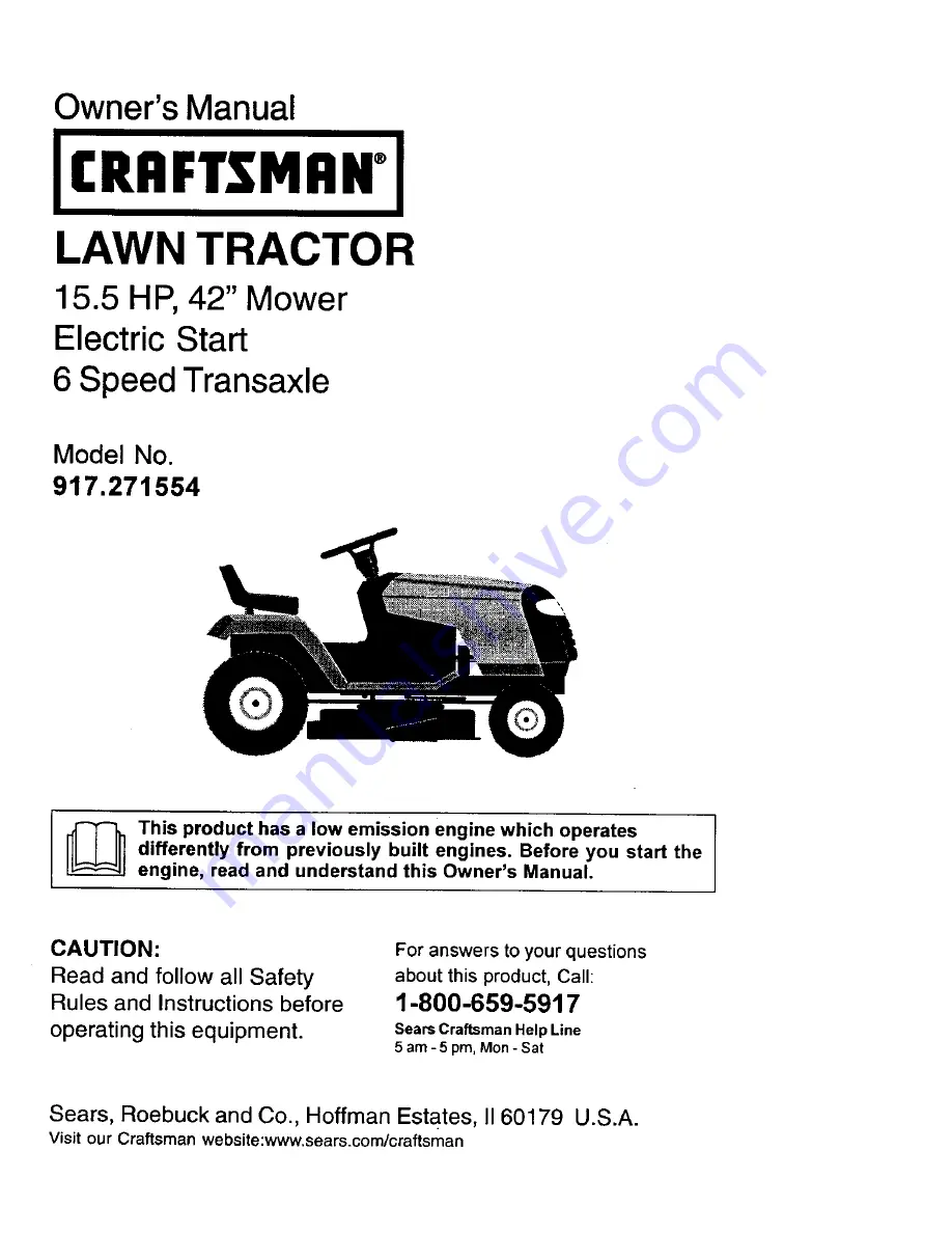 Craftsman 917.271554 Owner'S Manual Download Page 1