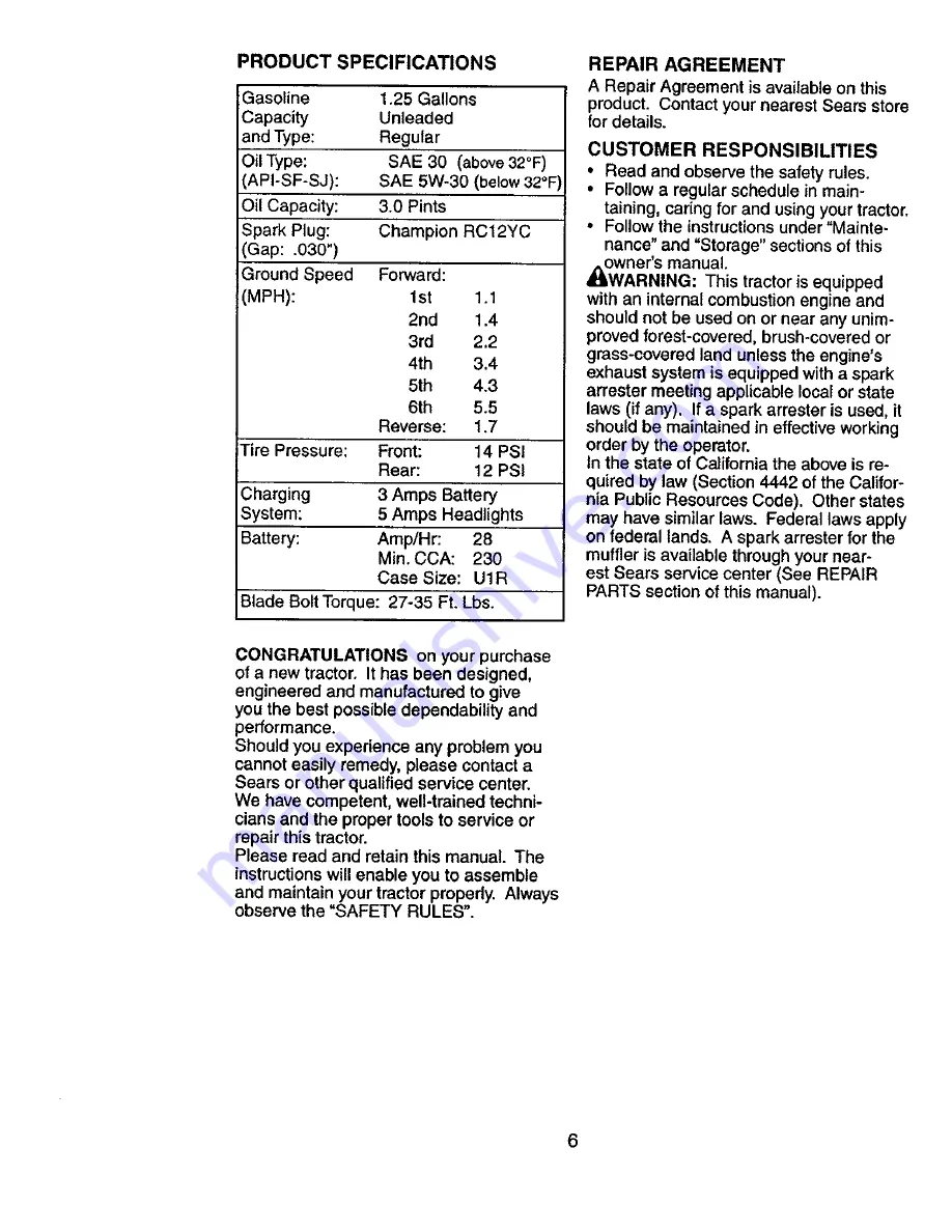 Craftsman 917.271555 Owner'S Manual Download Page 6