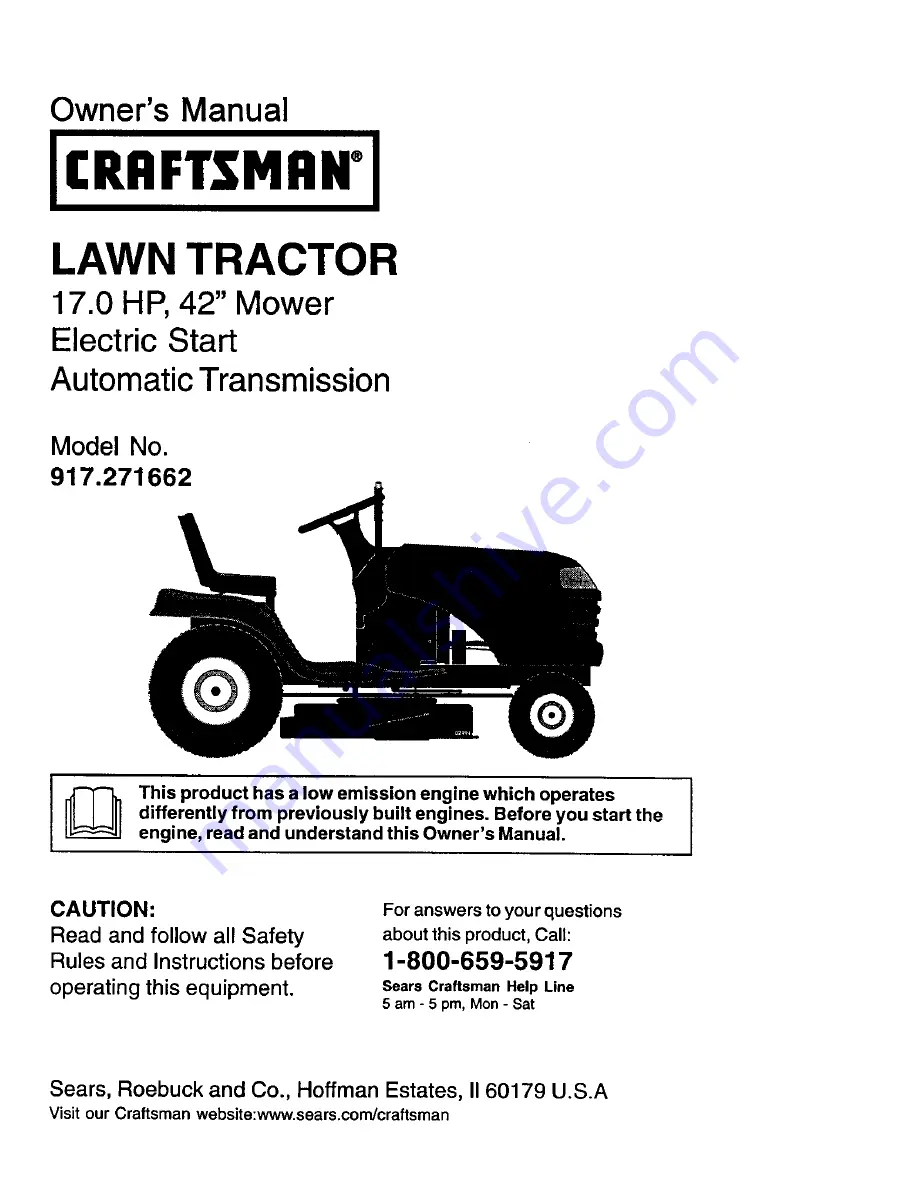 Craftsman 917.271662 Скачать руководство пользователя страница 1