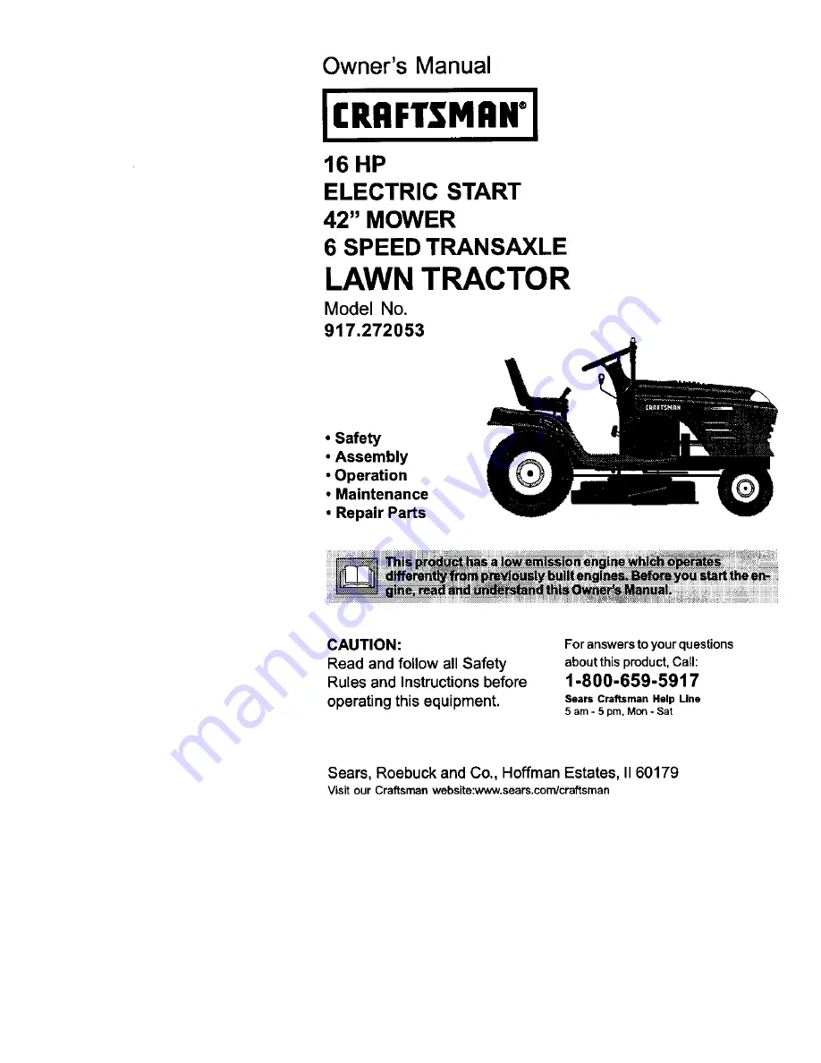 Craftsman 917.272053 Owner'S Manual Download Page 1