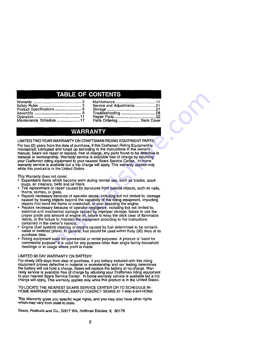 Craftsman 917.272056 Owner'S Manual Download Page 2