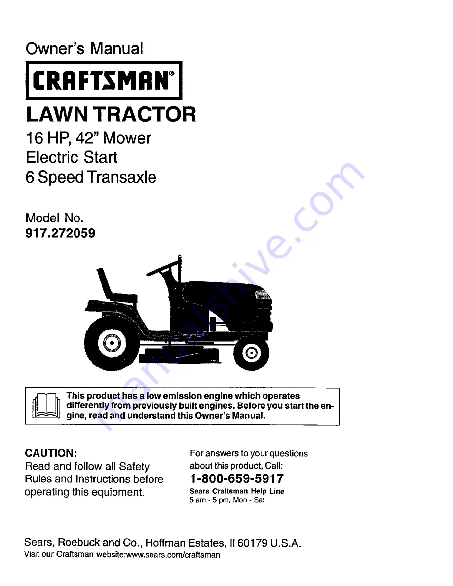 Craftsman 917.272059 Owner'S Manual Download Page 1