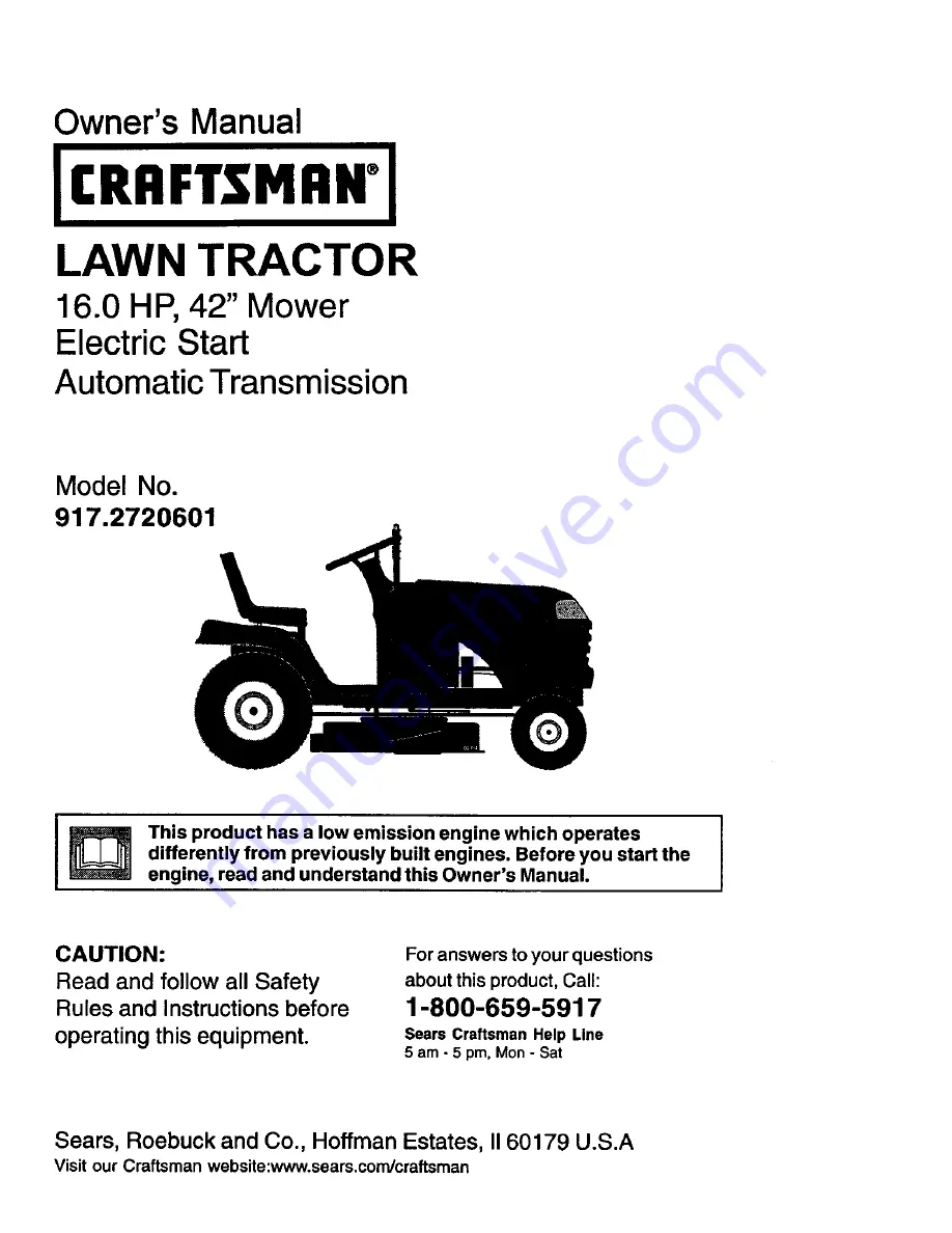 Craftsman 917.2720601 Owner'S Manual Download Page 1