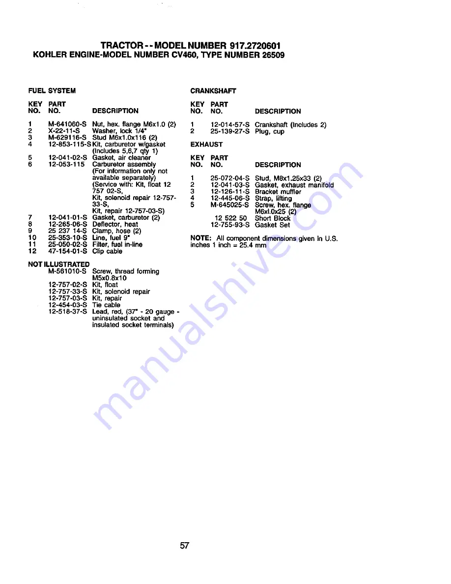 Craftsman 917.2720601 Owner'S Manual Download Page 57