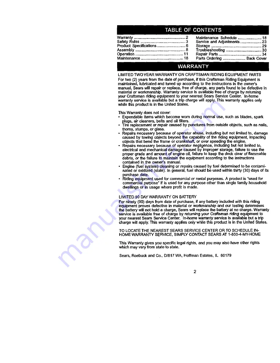 Craftsman 917.272064 Owner'S Manual Download Page 2