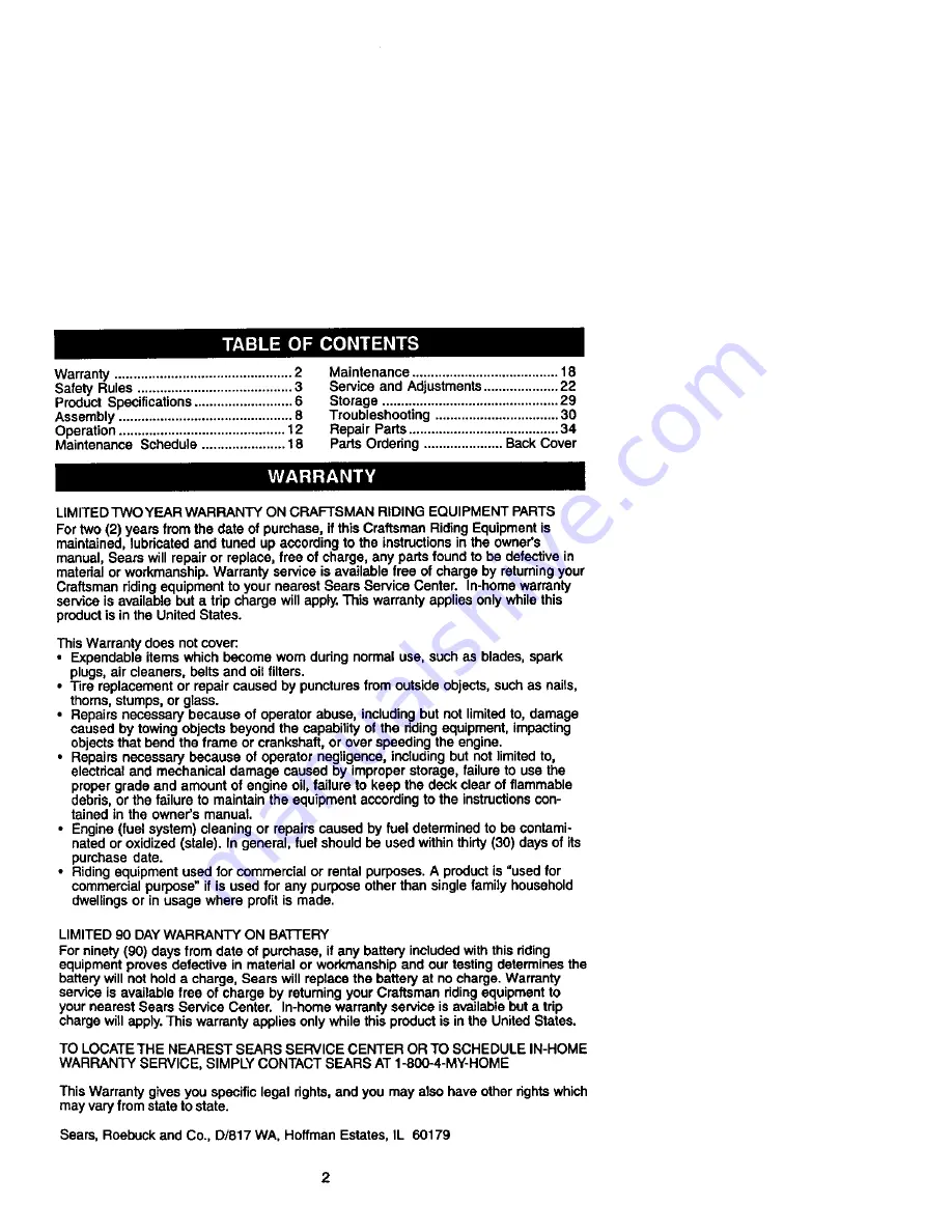 Craftsman 917.272233 Owner'S Manual Download Page 2