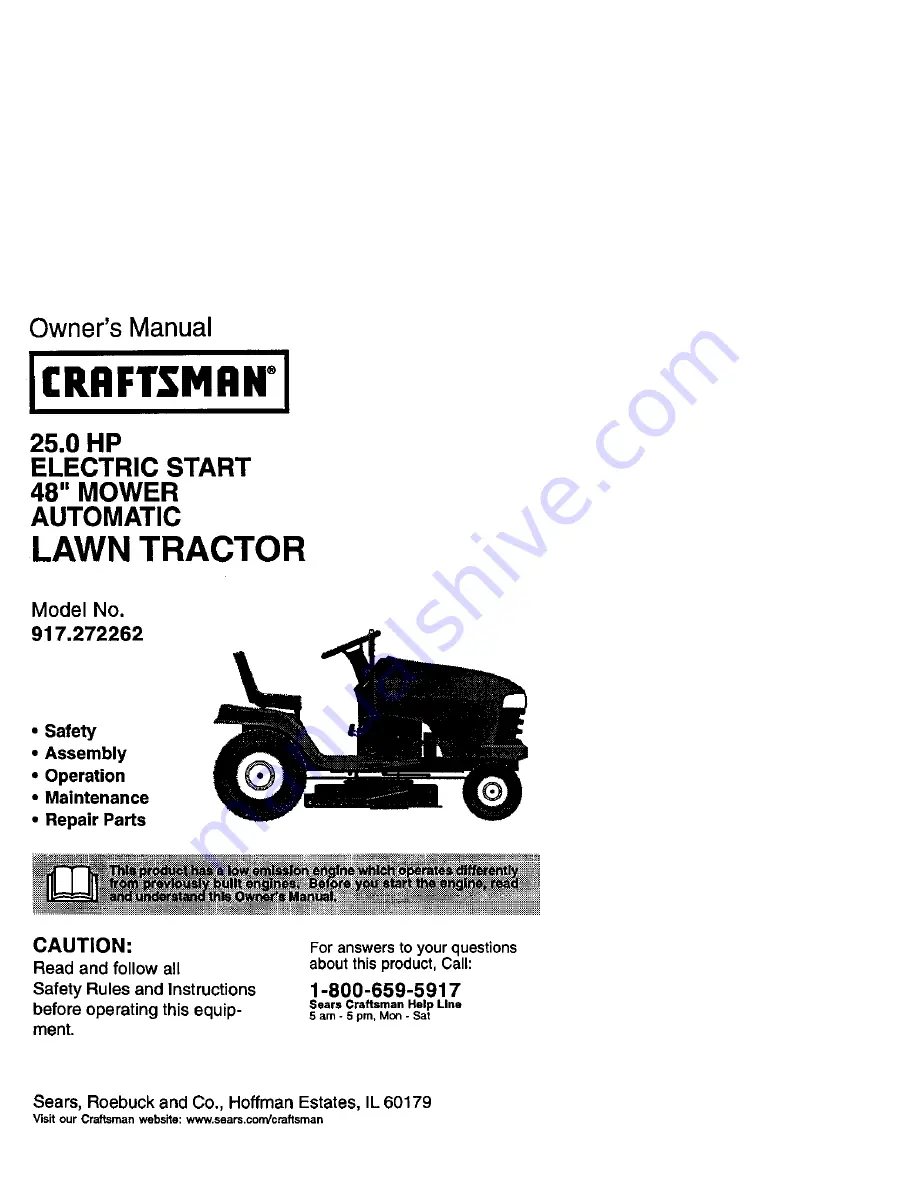 Craftsman 917.272262 Owner'S Manual Download Page 1