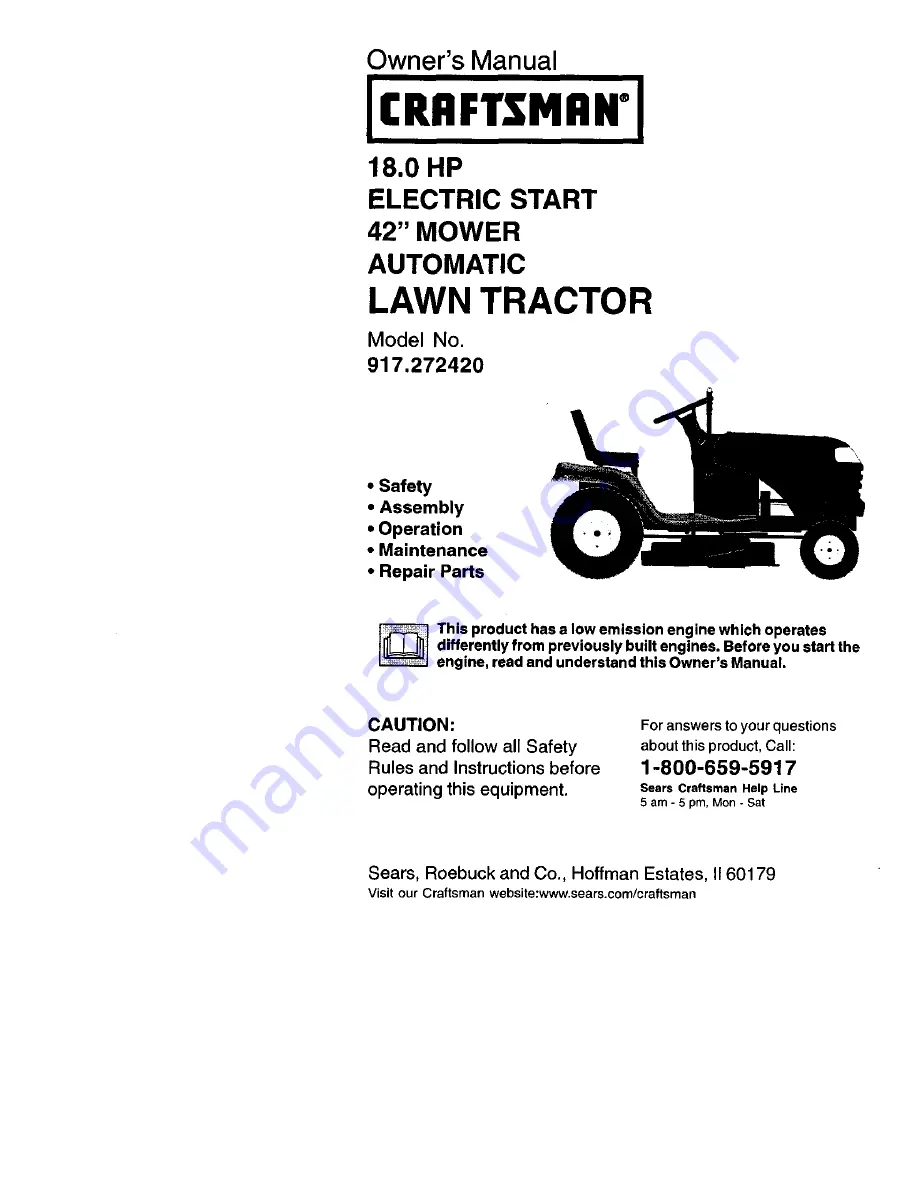 Craftsman 917.27242 Owner'S Manual Download Page 1