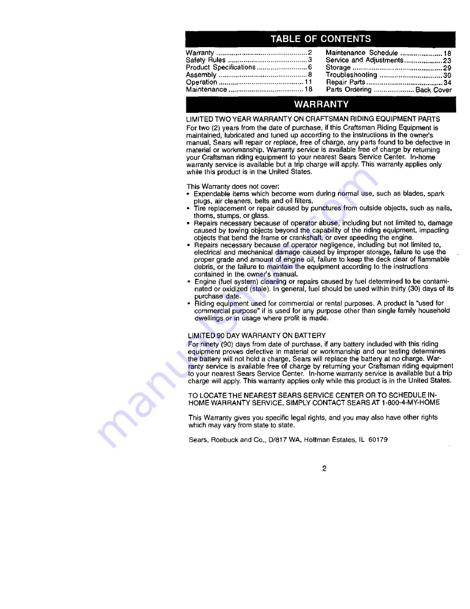 Craftsman 917.27242 Owner'S Manual Download Page 2