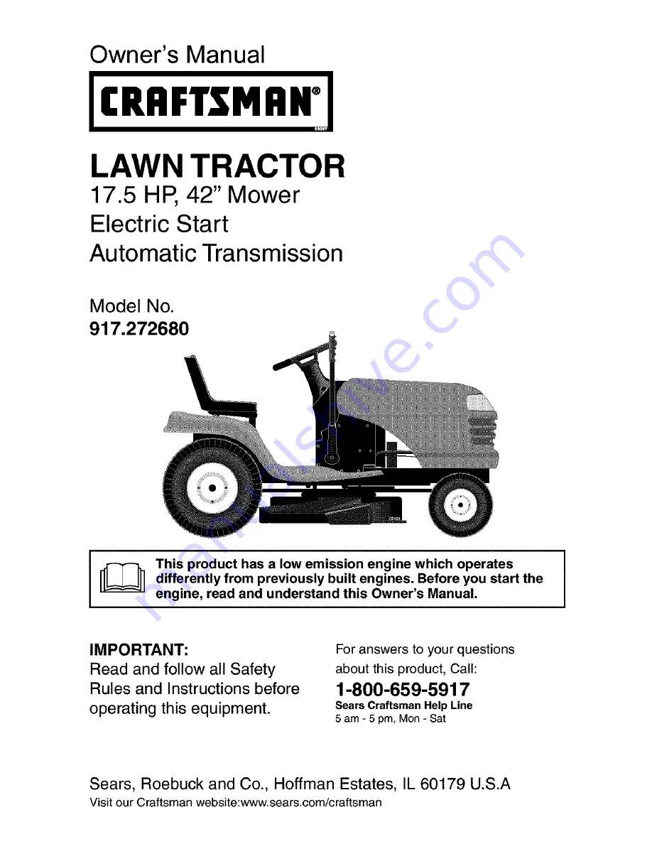 Craftsman 917.27268 Owner'S Manual Download Page 1