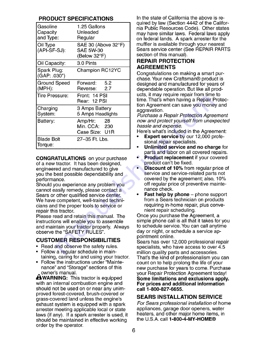 Craftsman 917.27268 Owner'S Manual Download Page 6