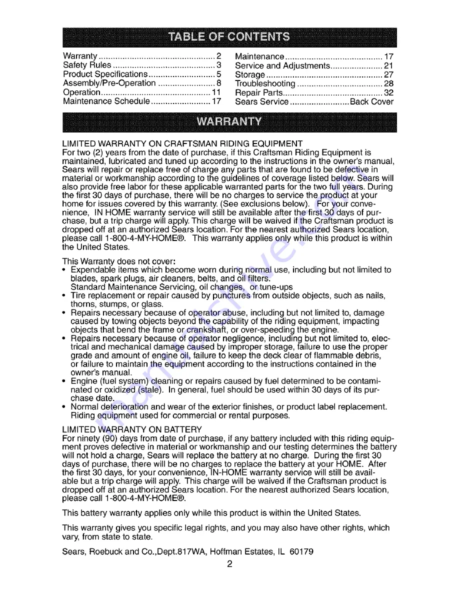 Craftsman 917.272754 Owner'S Manual Download Page 2