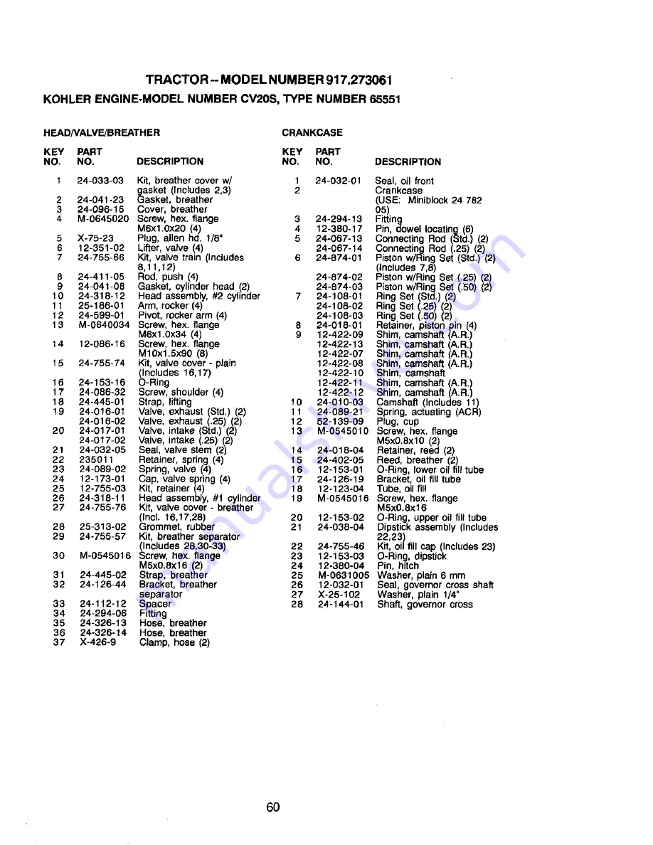 Craftsman 917.273061 Owner'S Manual Download Page 60