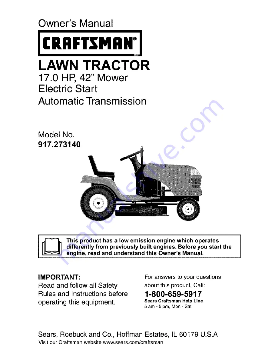 Craftsman 917.273140 Owner'S Manual Download Page 1