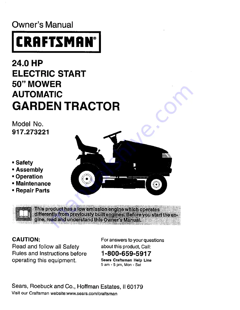 Craftsman 917.273221 Owner'S Manual Download Page 1