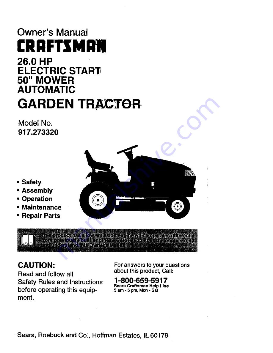 Craftsman 917.273320 Owner'S Manual Download Page 1