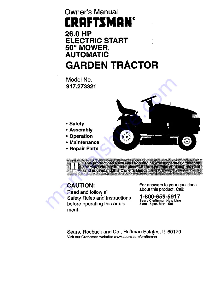 Craftsman 917.273321 Owner'S Manual Download Page 1