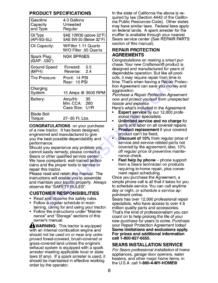 Craftsman 917.273505 Owner'S Manual Download Page 6