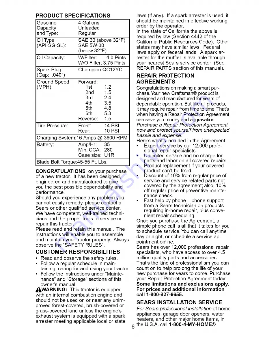 Craftsman 917.273611 Owner'S Manual Download Page 6