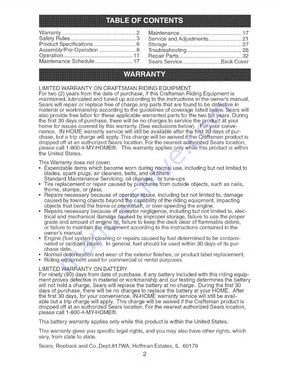 Craftsman 917.273631 Owner'S Manual Download Page 2