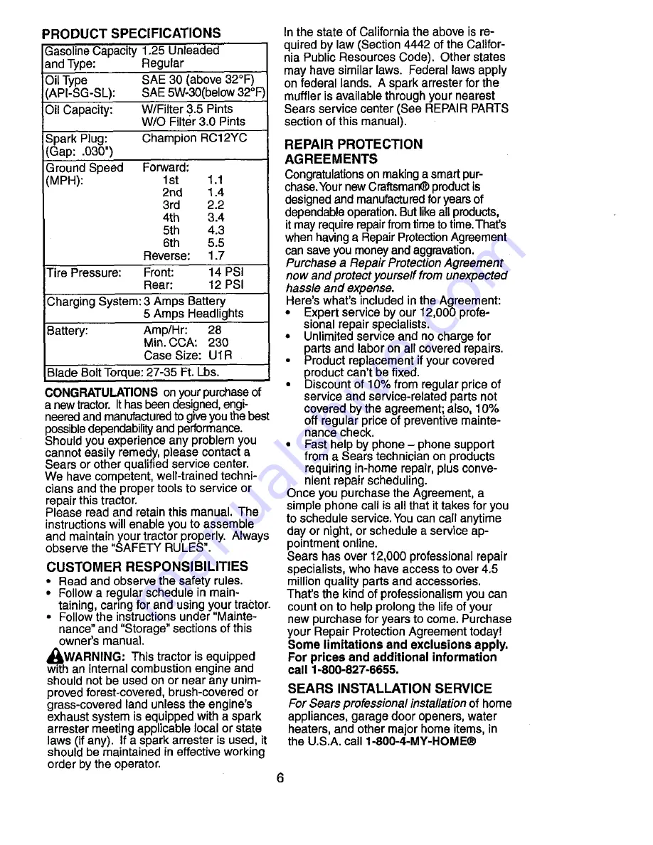 Craftsman 917.274351 Owner'S Manual Download Page 6