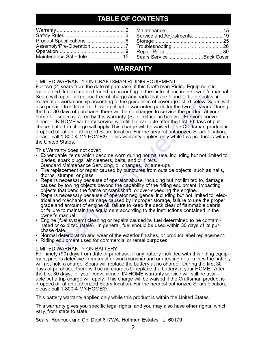 Craftsman 917.274632 Owner'S Manual Download Page 2