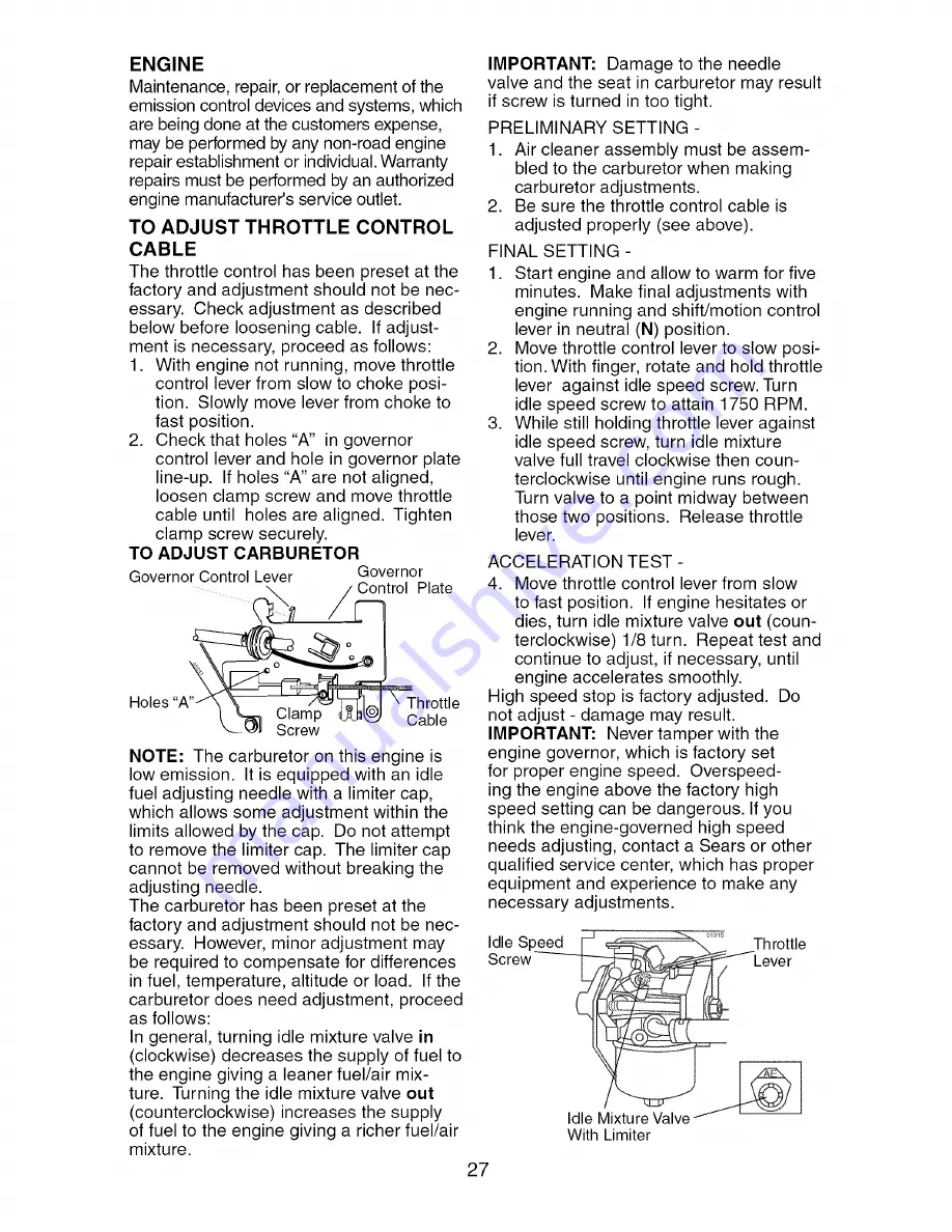 Craftsman 917.27475 Owner'S Manual Download Page 27