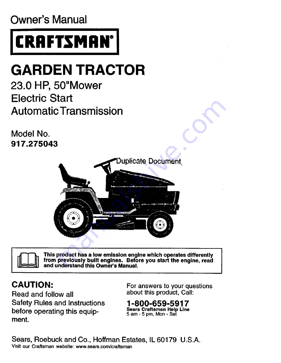 Craftsman 917.275043 Owner'S Manual Download Page 1