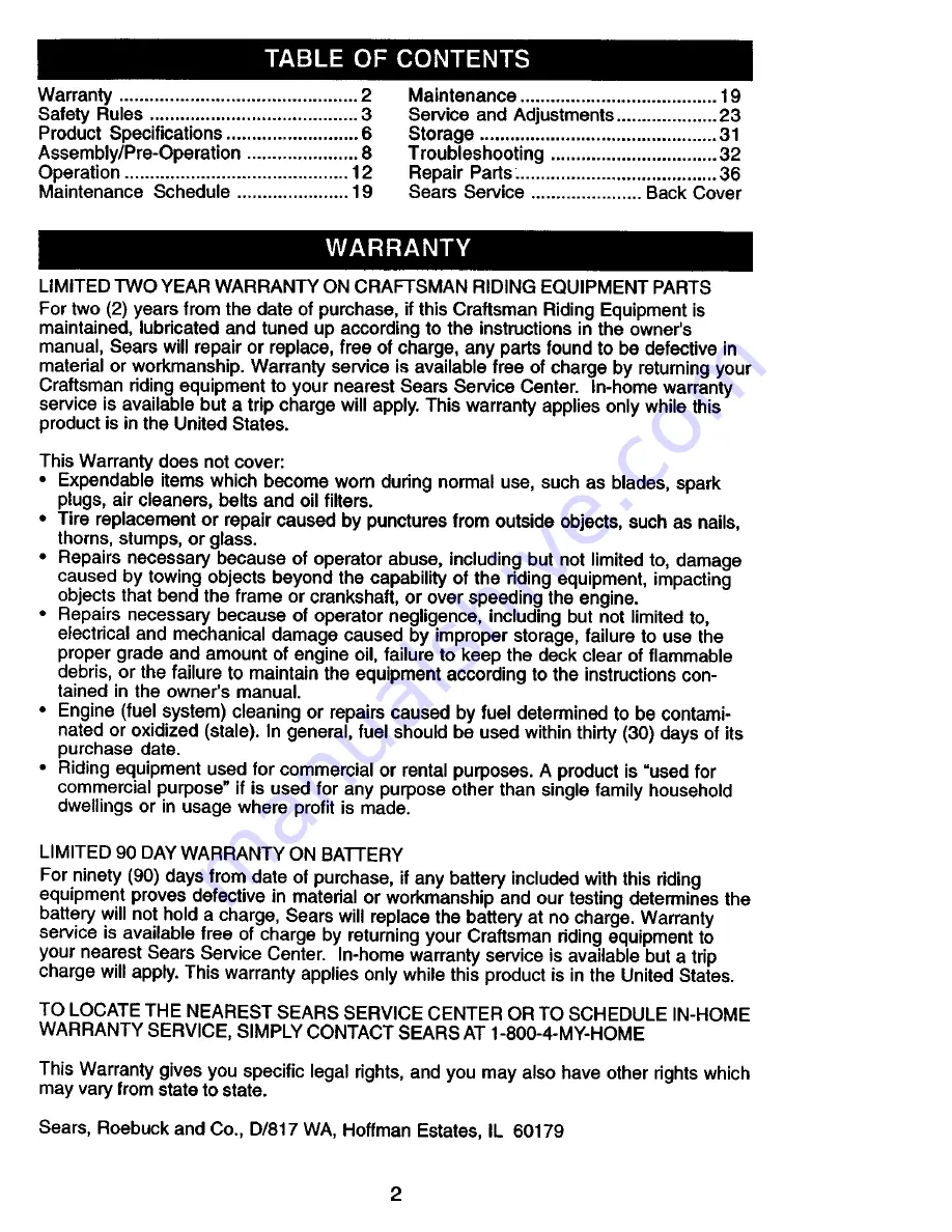 Craftsman 917.275043 Owner'S Manual Download Page 2