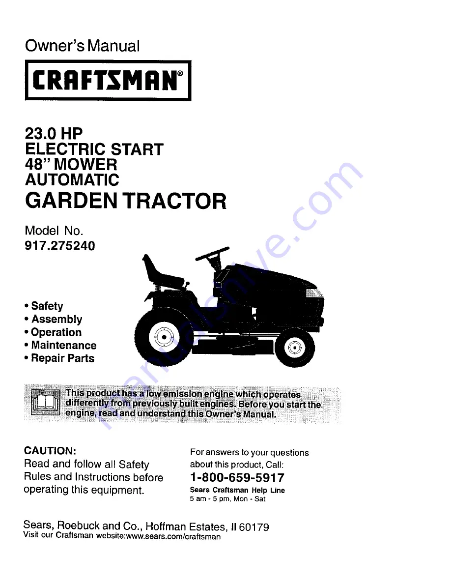 Craftsman 917.275240 Owner'S Manual Download Page 1