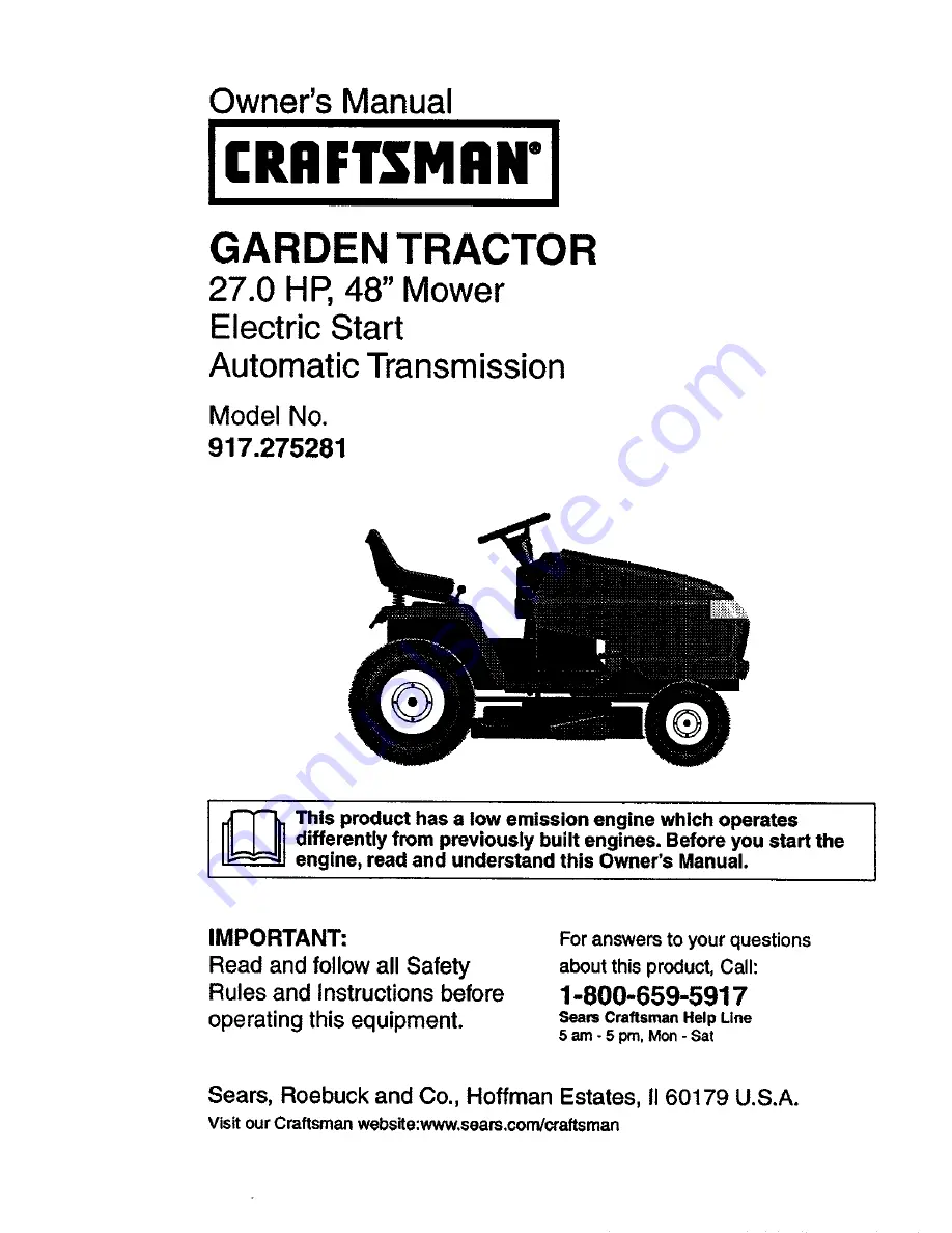 Craftsman 917.275281 Owner'S Manual Download Page 1