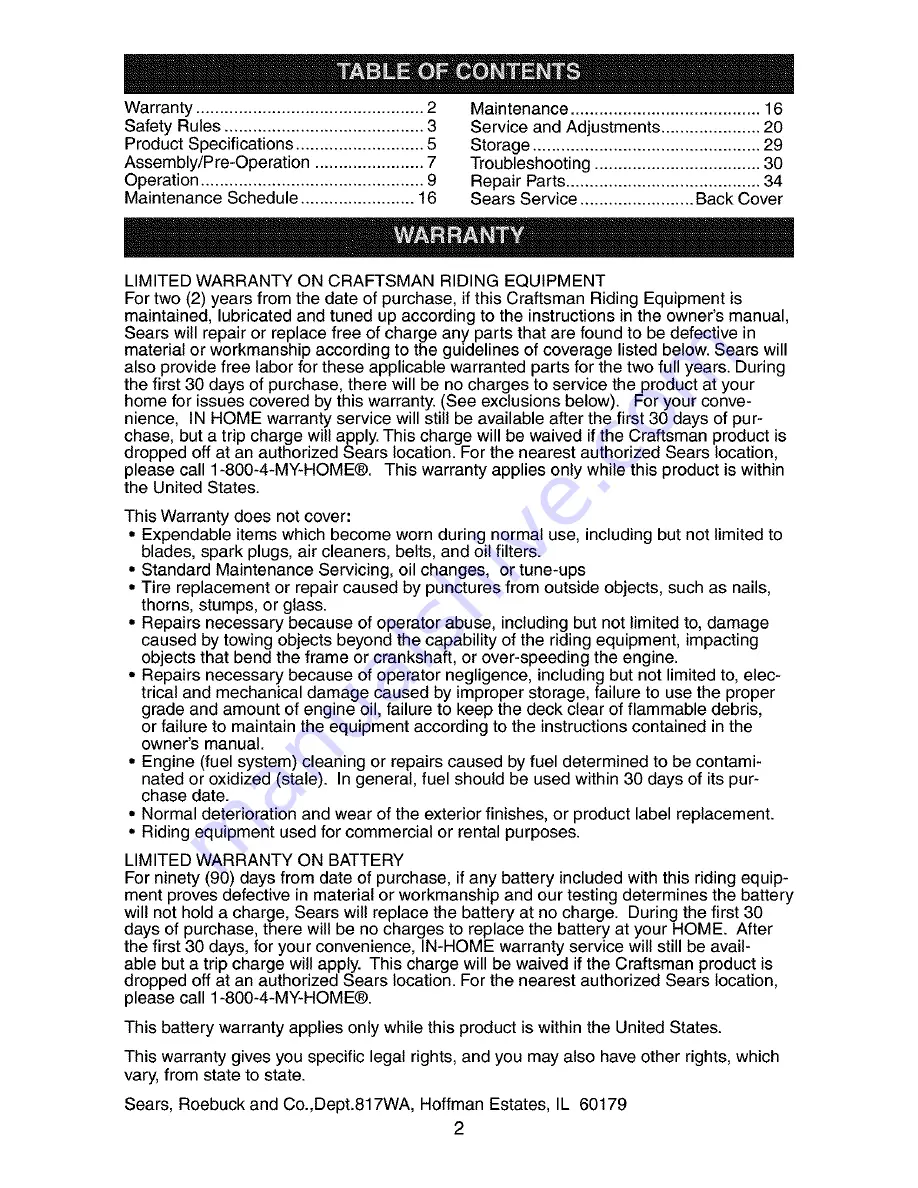 Craftsman 917.275283 Owner'S Manual Download Page 2