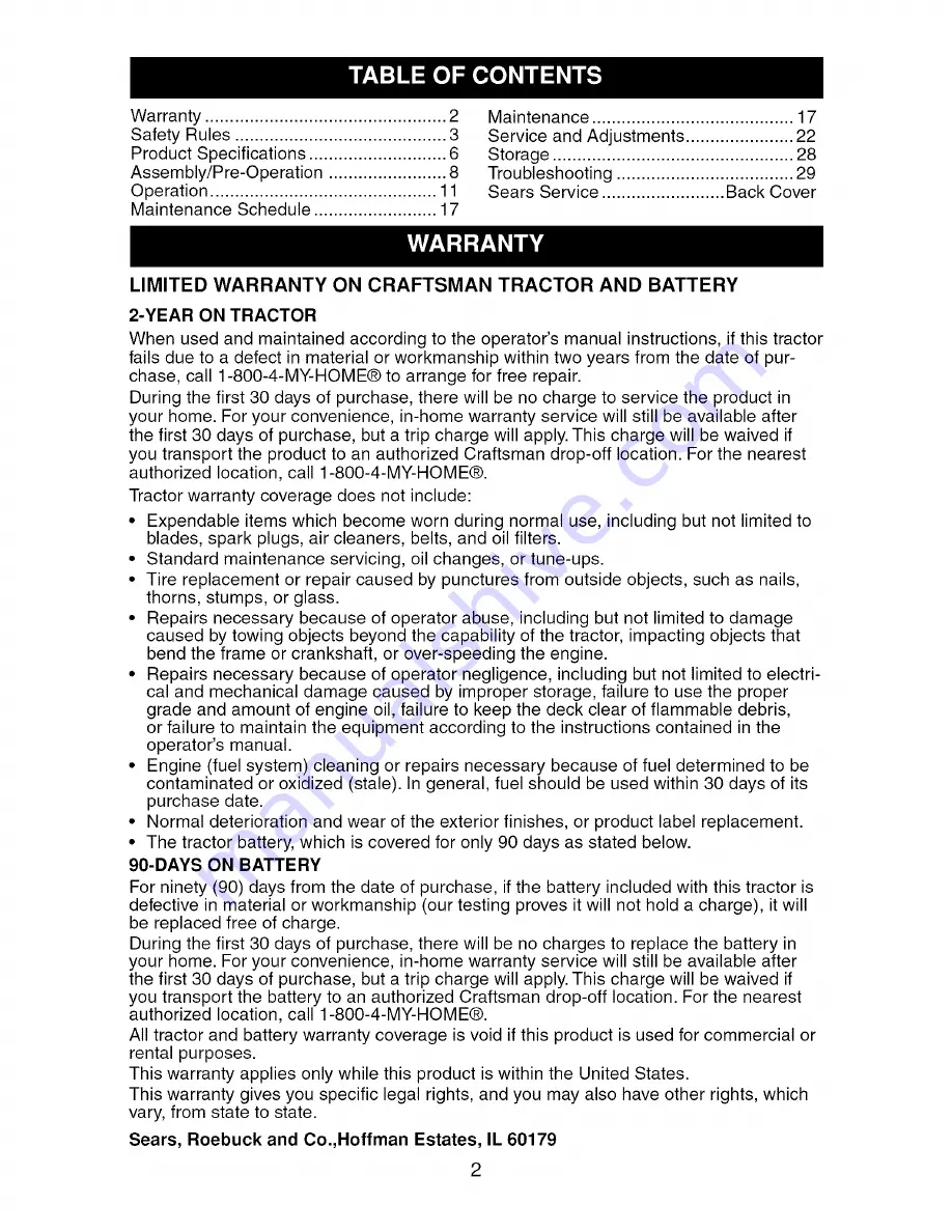 Craftsman 917.275350 Operator'S Manual Download Page 2