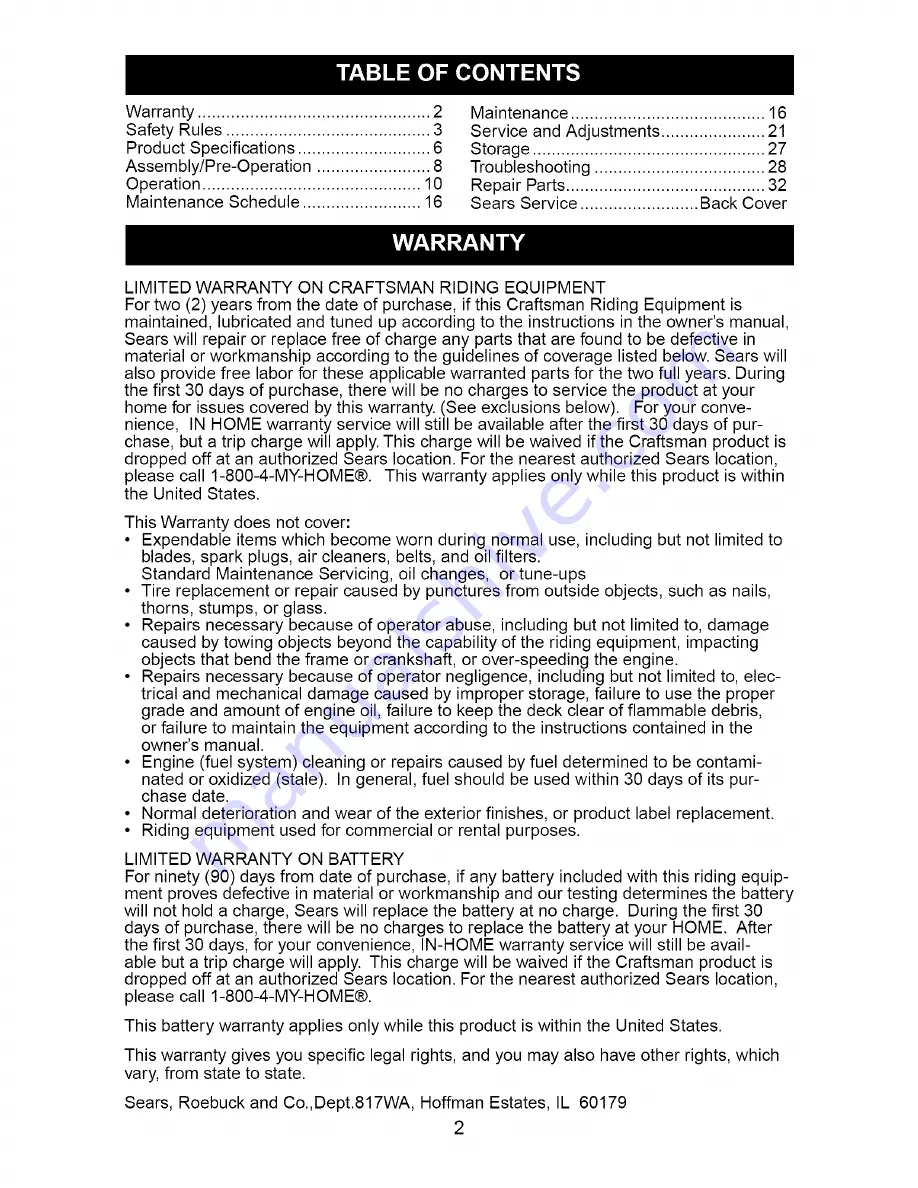 Craftsman 917.275671 Owner'S Manual Download Page 2