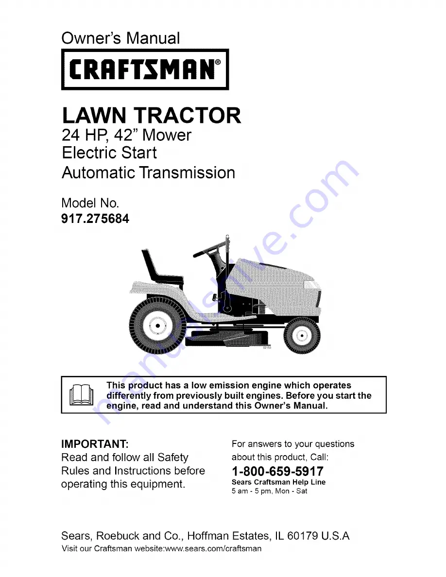 Craftsman 917.275684 Owner'S Manual Download Page 1