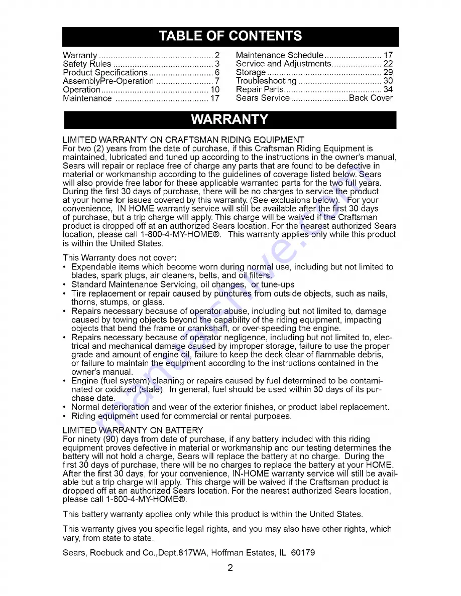 Craftsman 917.275684 Owner'S Manual Download Page 2