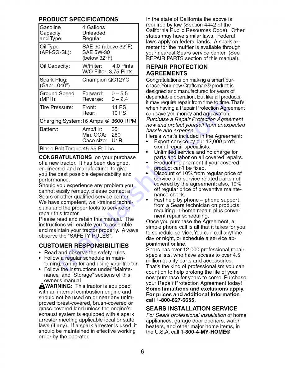 Craftsman 917.275700 Owner'S Manual Download Page 6