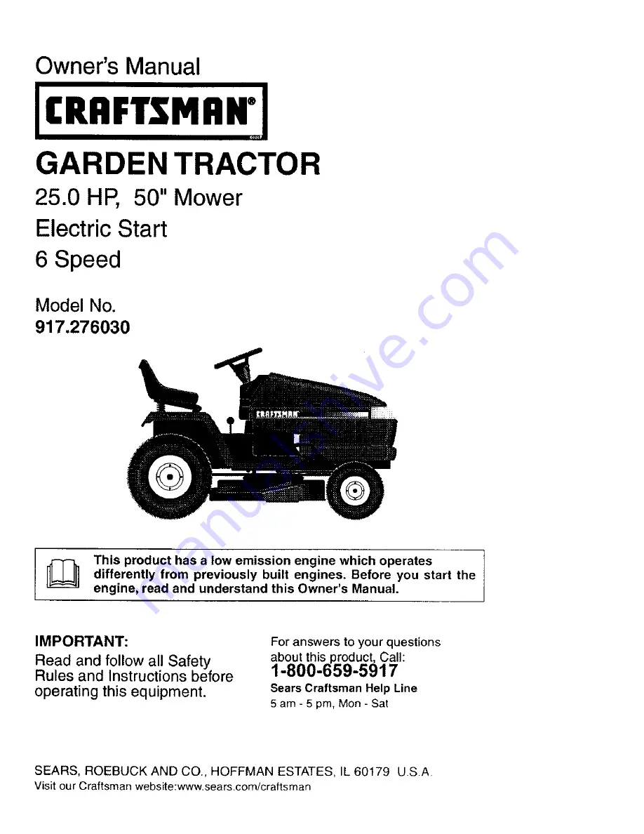 Craftsman 917.27603 Owner'S Manual Download Page 1