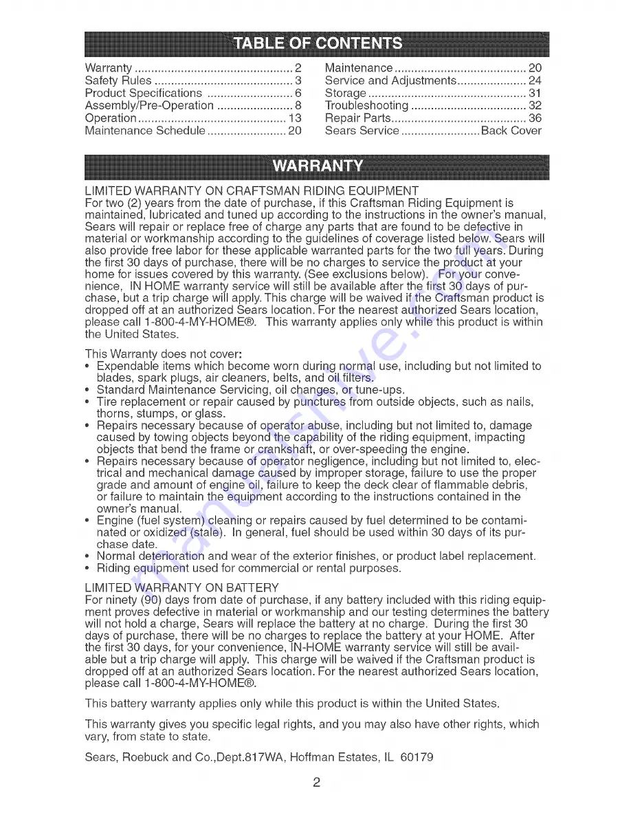 Craftsman 917.276041 Owner'S Manual Download Page 2