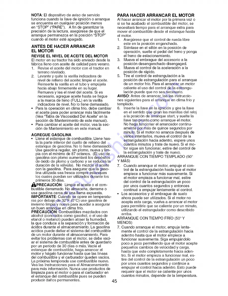 Craftsman 917.276620 Operator'S Manual Download Page 45