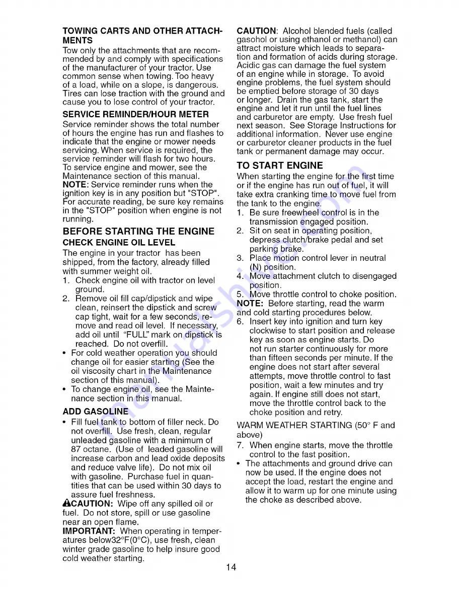 Craftsman 917.27664 Operator'S Manual Download Page 14