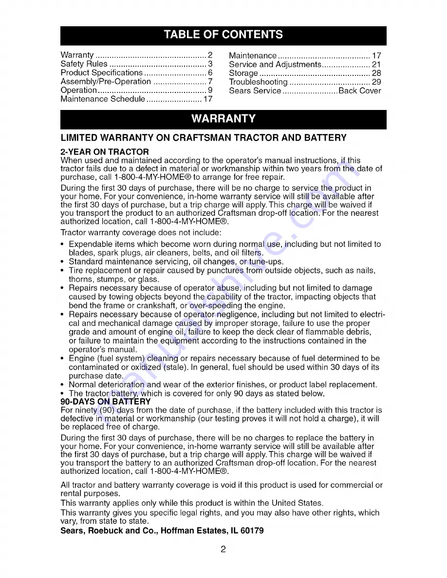 Craftsman 917.276640 Operator'S Manual Download Page 2