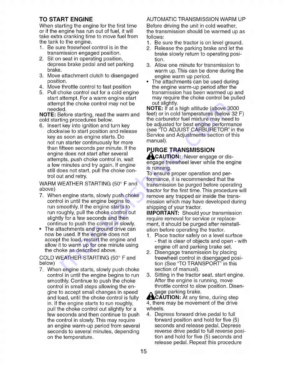 Craftsman 917.27670 Operator'S Manual Download Page 15