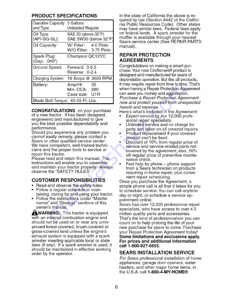 Craftsman 917.276700 Operator'S Manual Download Page 6