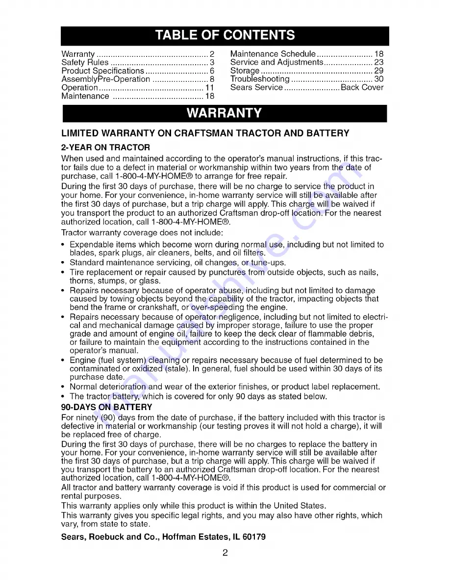 Craftsman 917.276760 Operator'S Manual Download Page 2