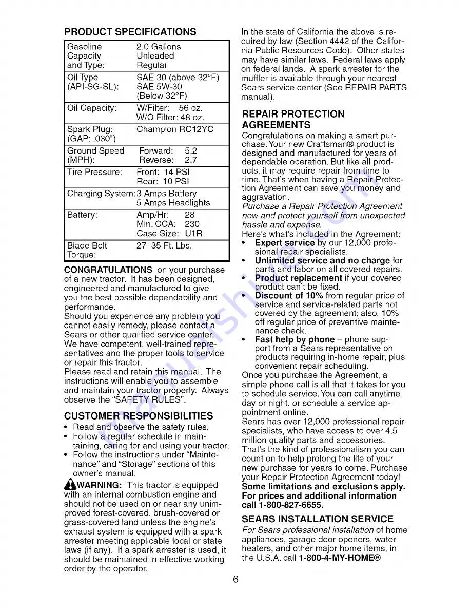 Craftsman 917.276760 Operator'S Manual Download Page 6