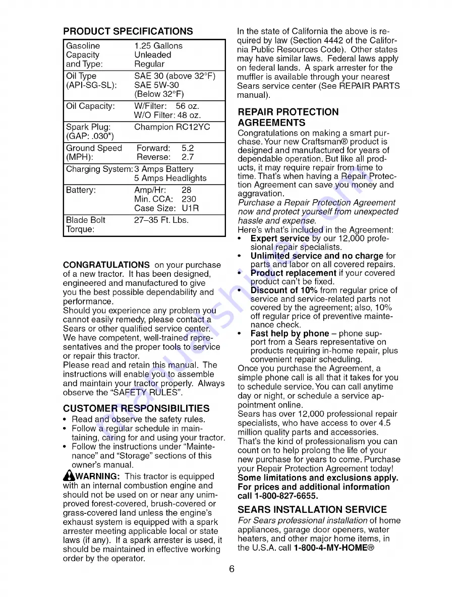 Craftsman 917.276781 Operator'S Manual Download Page 6